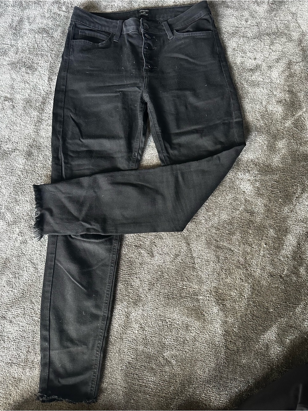 Just Black Women's Black High-Rise Skinny Jeans with Button-Fly